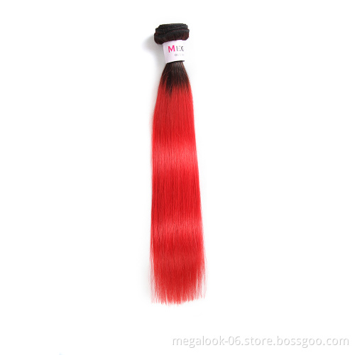 High Quality One Donor Unprocessed Hair Cuticle Aligned Hair Vigin Colored Ombre Red Indian Hair